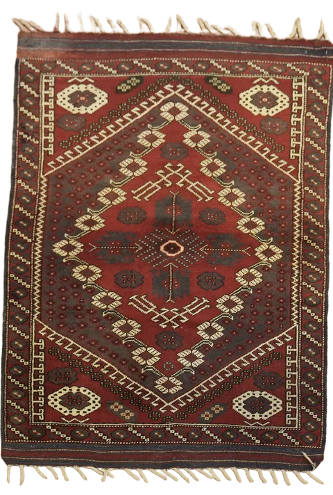 Vintage Bokhara Oriental Wool Rug 3x5