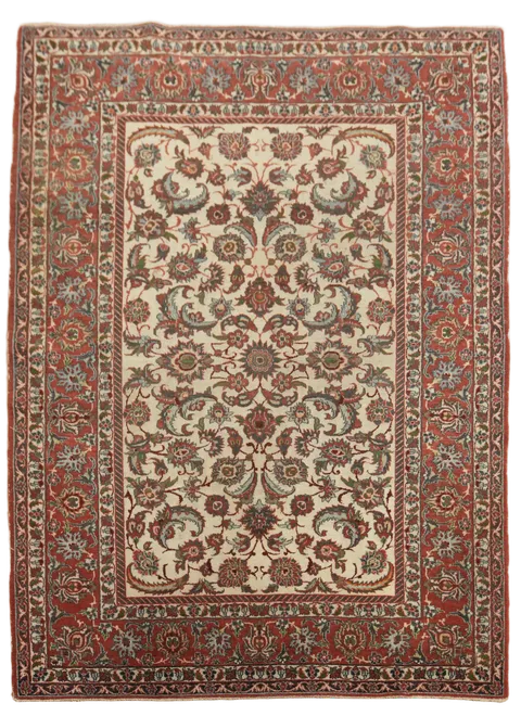 Fine Pre-1900 Antique Isfahan Persian Wool Rug 4x5