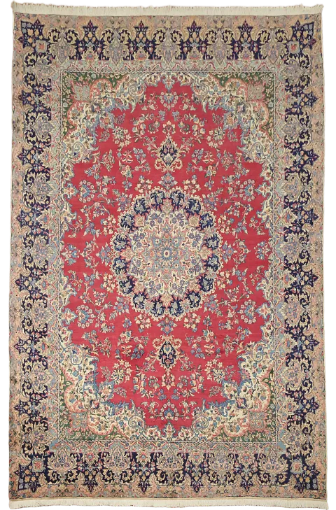 Vintage Floral Wool Kerman Persian Area Rug 10x13