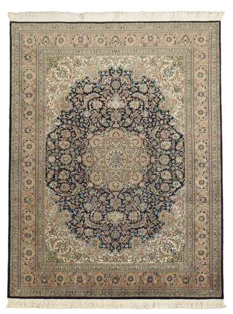 Blue Kashan Oriental Wool Area Rug 8x11