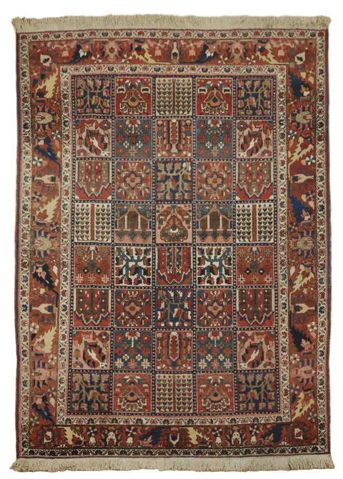 Vintage Garden Design Bakhtiari Persian Wool Area Rug 7x10