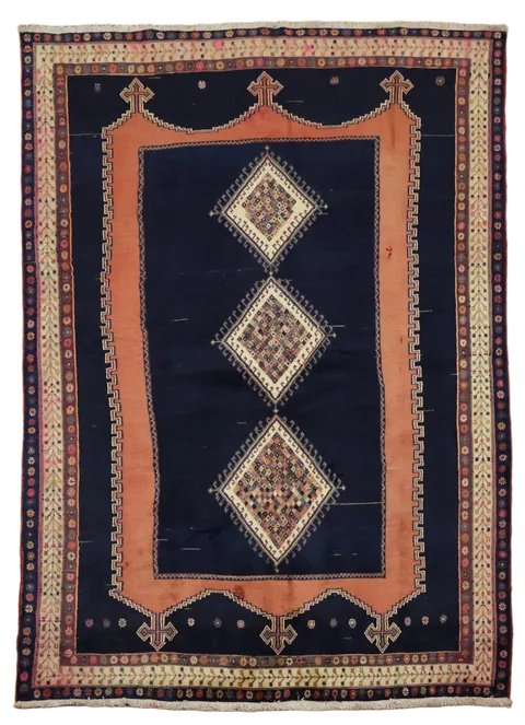 Blue Afshar Oriental Wool Area Rug 6x8