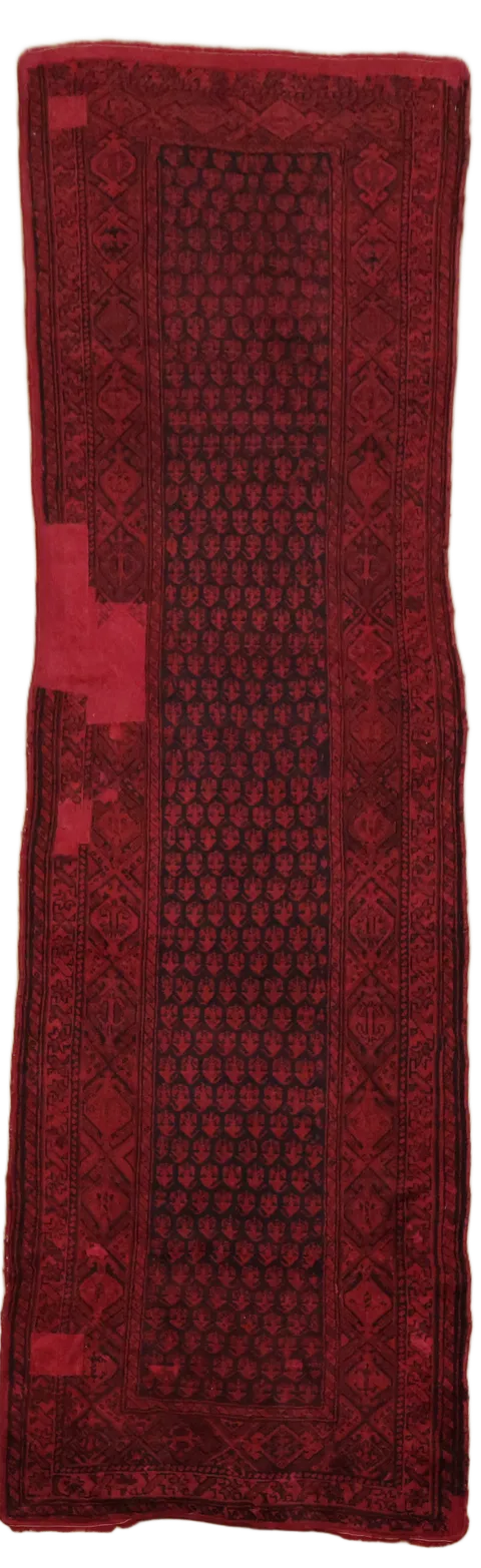 Over Dyed Vintage Shiraz Persian Runner Wool Rug 3x11