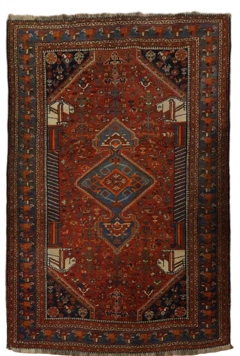 Antique Tribal Qashqai Persian Wool Rug 4x6