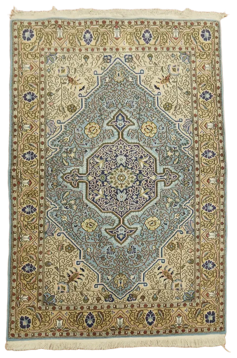 Blue Qum Persian Wool Rug 3x5