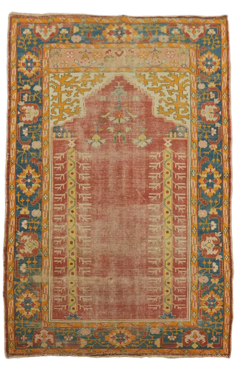 Antique Oushak Turkish Wool Rug 4x7