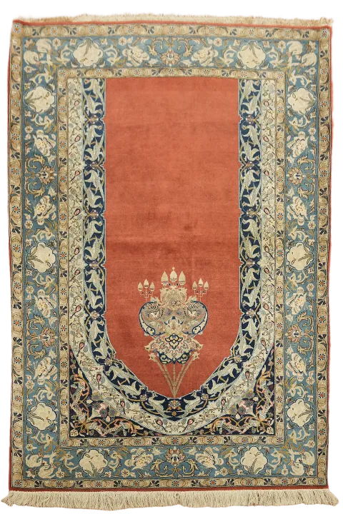 Vintage Silk & Wool Qum Persian Rug 5x7