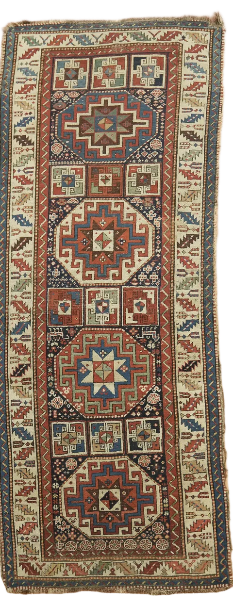 Antique Kazak Oriental Runner Tribal Wool Rug 3x8