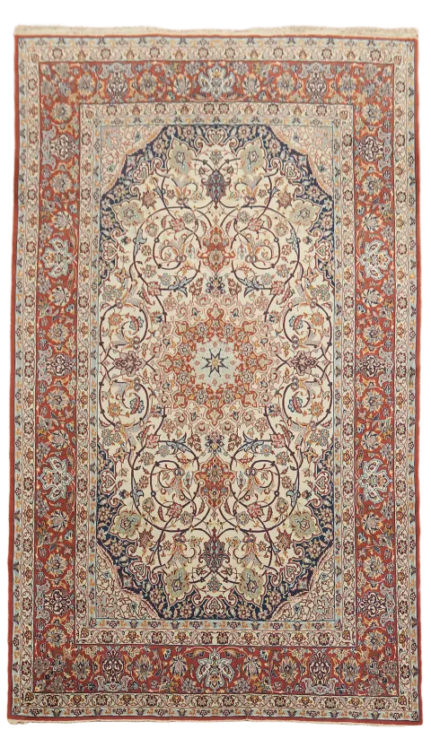 Super Fine Antique Isfahan Persian Wool Rug 5x8
