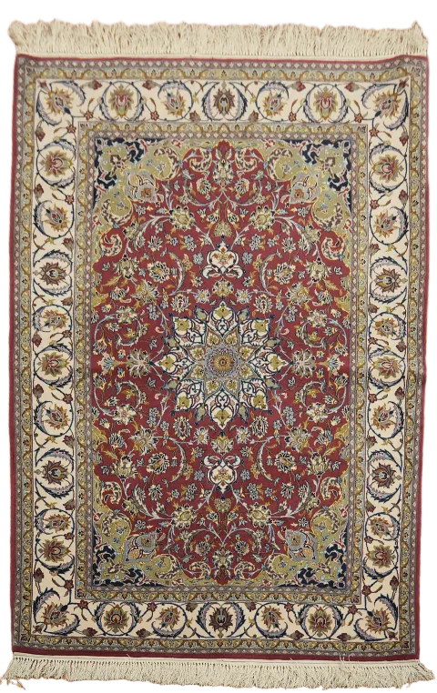 Fine Silk & Wool Isfahan Persian Rug 4x6