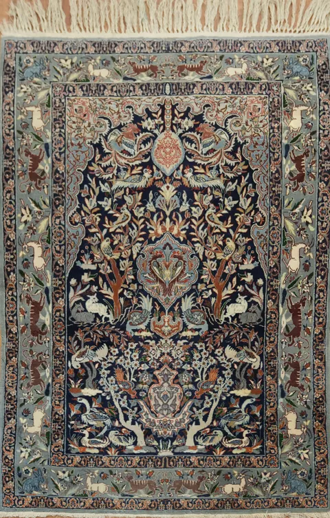 Super Fine Animal Pictorial Wool Kashan Persian Rug 3x5