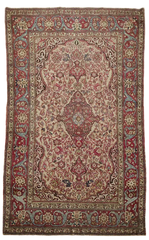 Pre-1900 Antique Isfahan Ahmad Wool Persian Rug 5x7
