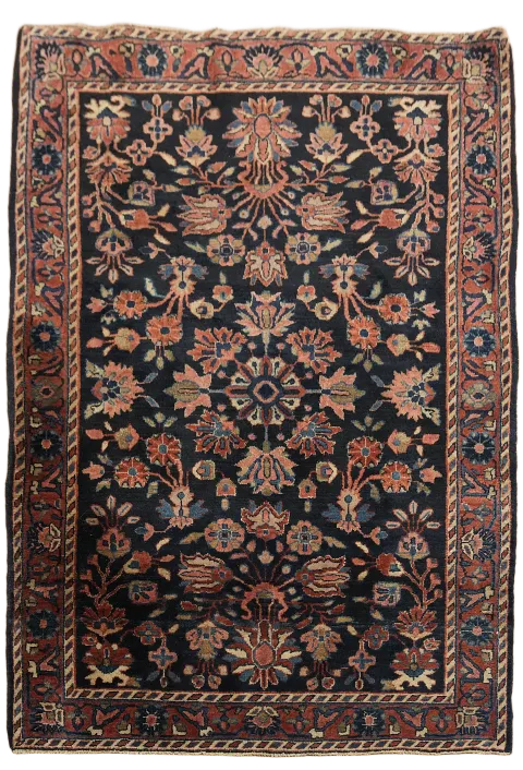 Blue Vintage Sarouk Oriental Wool Rug 3x5