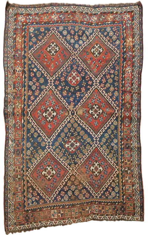 Blue Antique Qashqai Persian Wool Rug 5x7