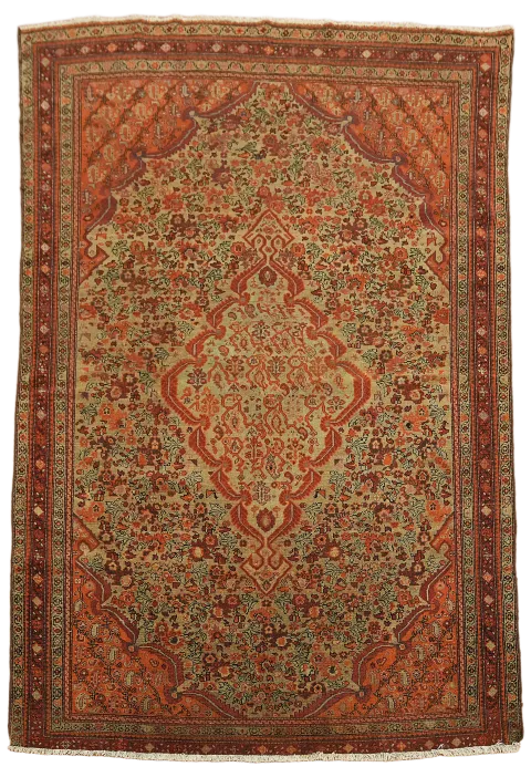 Highly Collectible Green Antique Wool Sarouk Farahan Persian Rug 5x7