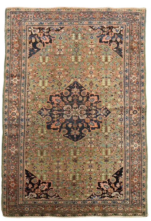 Green Antique Wool Sultanabad Persian Rug 4x6