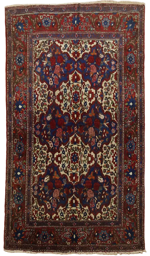 Old Bakhtiari Persian Floral Vintage Wool Rug 5x7