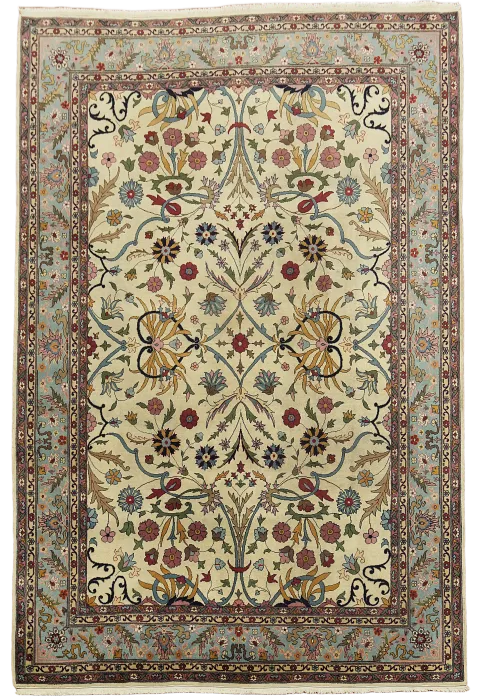 Vintage Tabriz Oriental Wool Area Rug 9x12