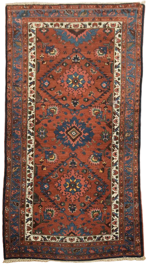 Vintage Wool Geometric Bakhtiari Persian Rug 4x6