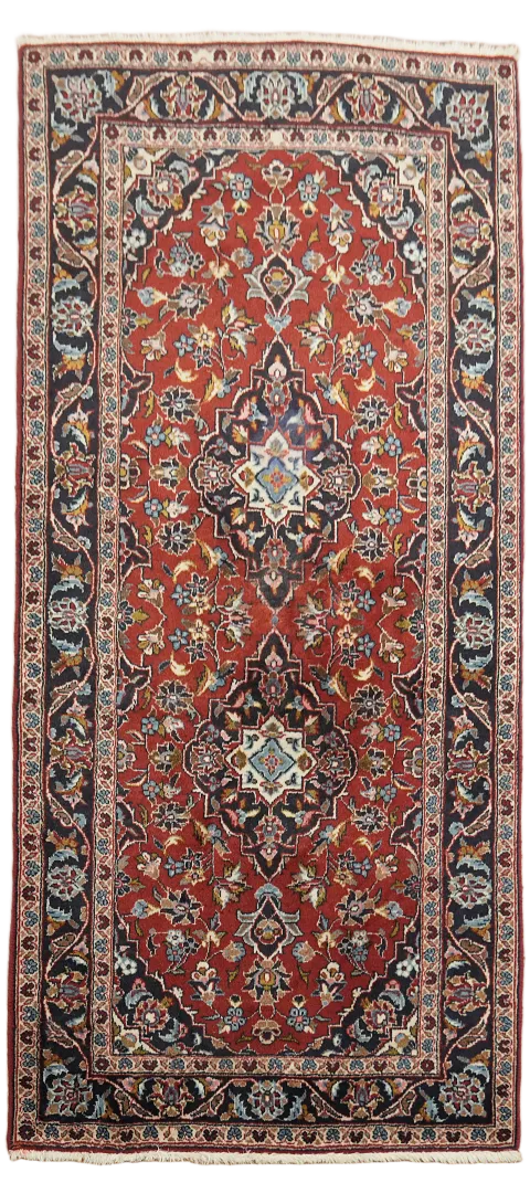 Vintage Floral Kashan Persian Runner Wool Rug 3x7