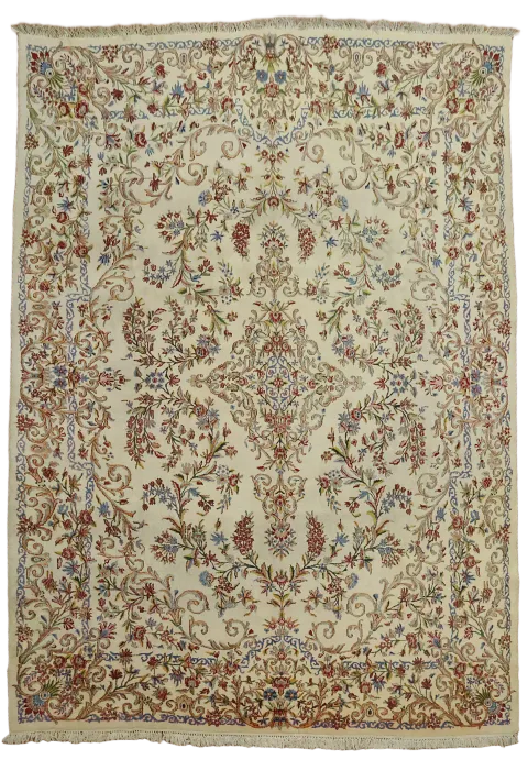 Vintage Floral Wool Kashan Persian Area Rug 9x13