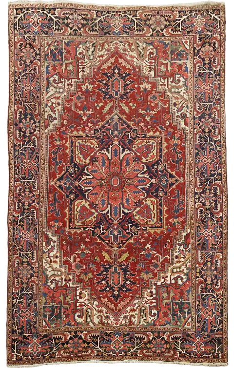 Vintage Geometric Heriz Persian Wool Area Rug 9x12