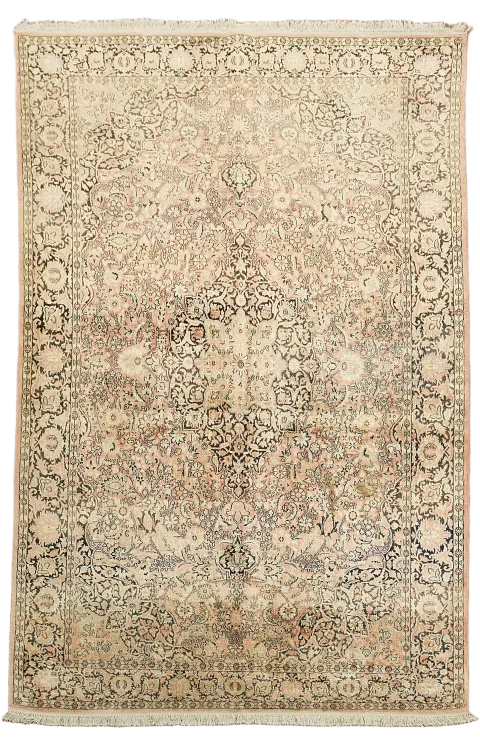 Vintage Kashmir Oriental Silk Area Rug 6x9