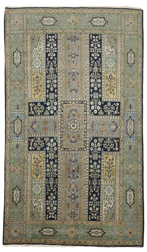 Vintage Wool Qum Persian Area Rug 5x9