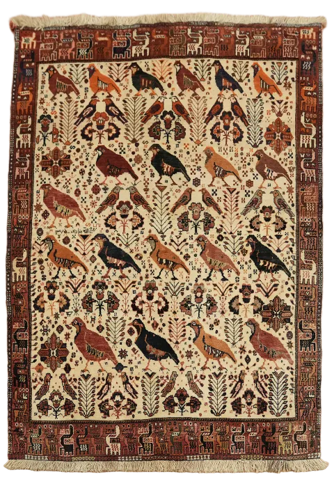 Animal Pictorial Wool Shiraz Persian Rug 5x7
