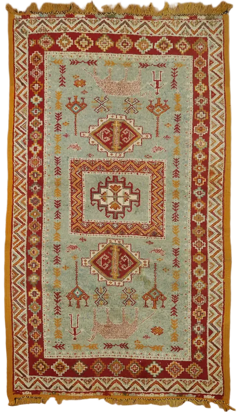 Green Moroccan Wool  Rug 4x8