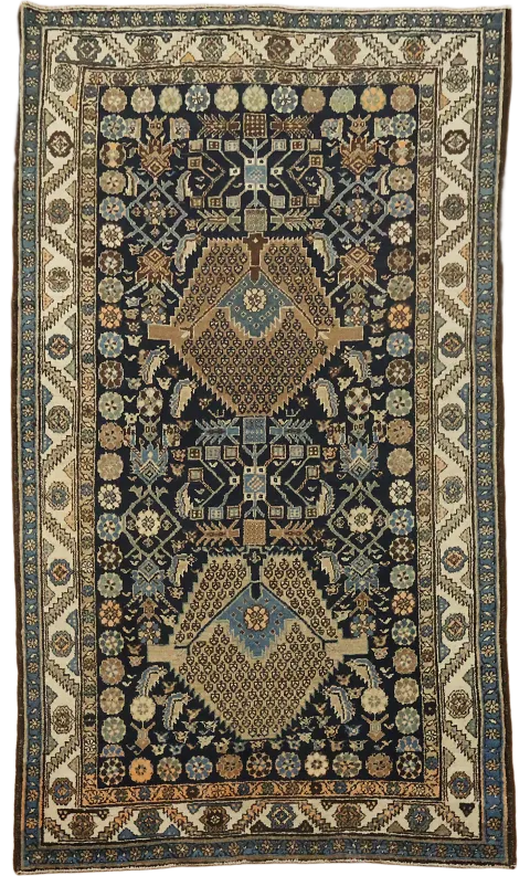 Blue Vintage Hamedan Persian Wool Rug 4x6
