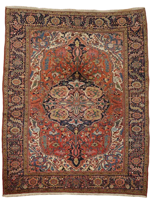 Antique Wool Heriz Serapi Persian Area Rug 8x11