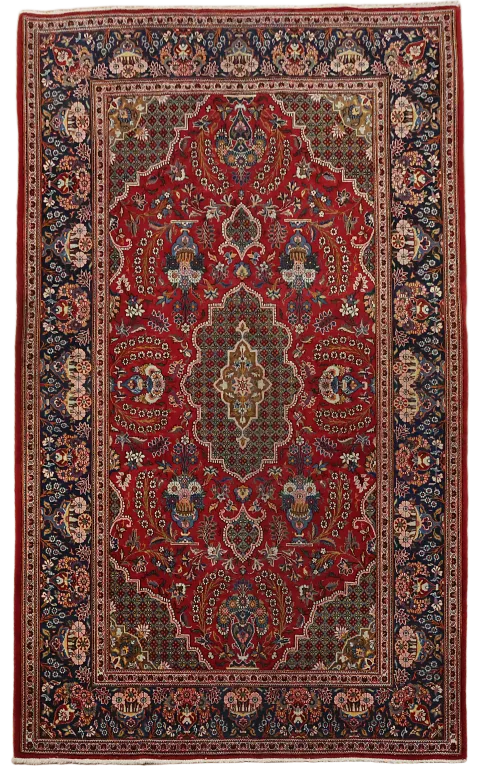 Vintage Floral Wool Kashan Persian Rug 5x7