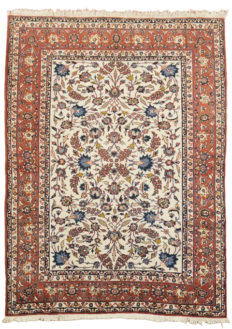 Vintage Floral Isfahan Persian Wool Area Rug 8x11
