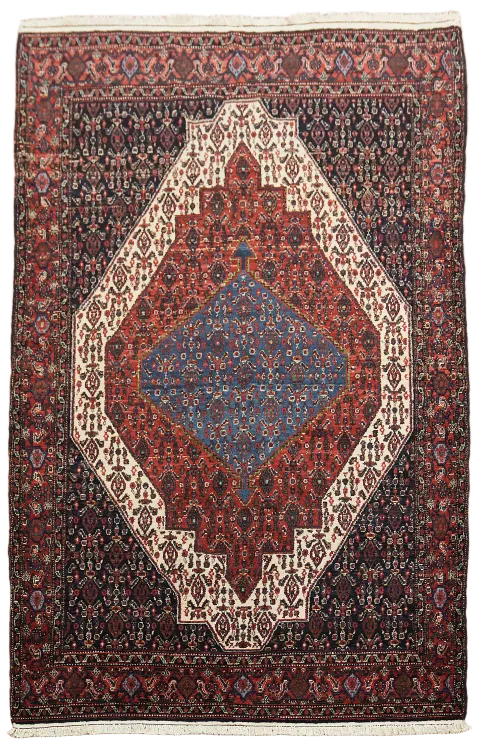 Wool Hand-Made Wool Senneh Persian Rug 5x8