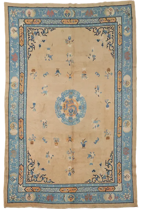 Antique Wool Art Deco Chinese Area Rug 8x11