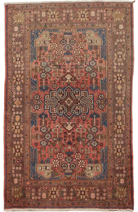 Vintage Wool Hamedan Persian Area Rug 5x8