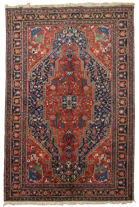 Blue Antique Wool Bakhtiari Persian Rug 5x7