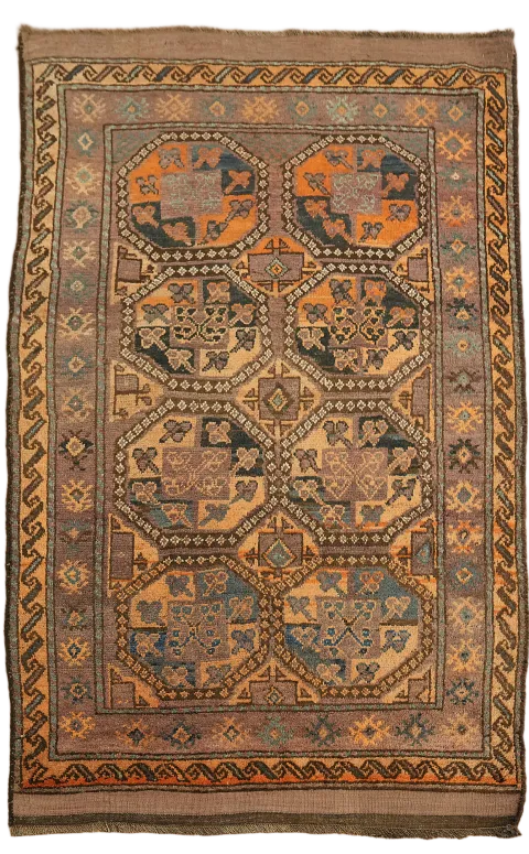 Old Vintage Wool Balouch Persian Tribal Rug 4x7