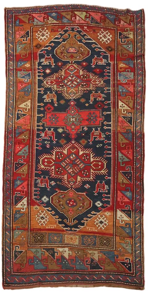 Blue Vegetable Antique Tribal Wool Kazak Oriental Area Rug 5x9