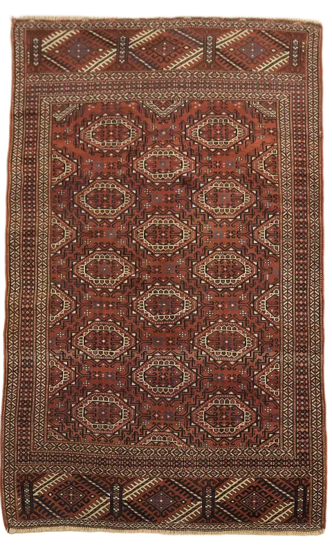 Vintage Geometric Wool Balouch Persian Rug 4x7