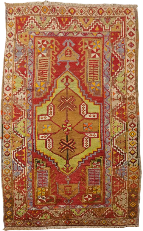 Vintage Tribal Anatolian Turkish Wool Rug 4x6