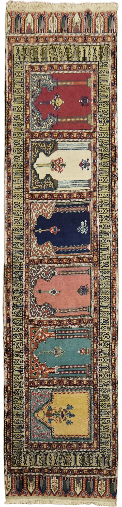 Vintage Anatolian Turkish Runner Wool Rug 3x7
