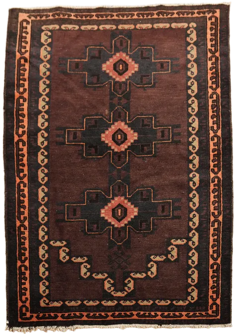 Vintage Wool Balouch Persian Rug 3x4