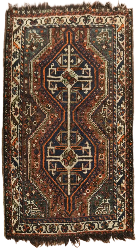 Vintage Tribal Wool Shiraz Persian Rug 2x4