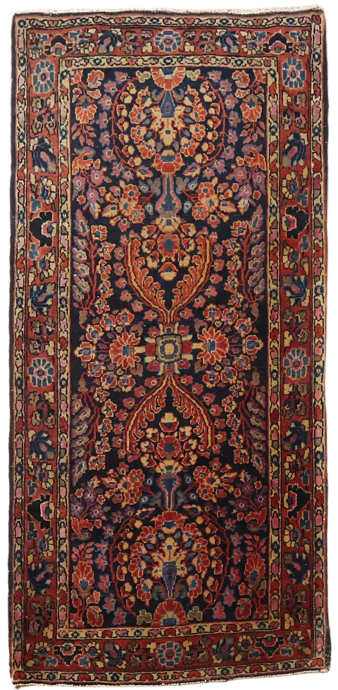 Old Vintage Floral Wool Sarouk Persian Rug 2x4