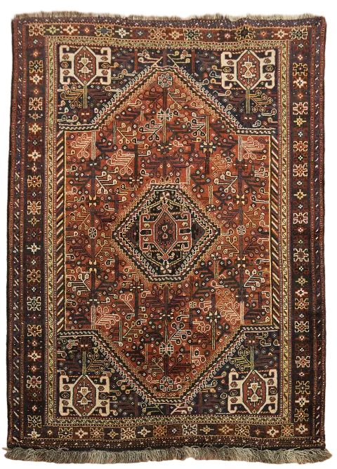 Vintage Tribal Wool Shiraz Persian Rug 4x6