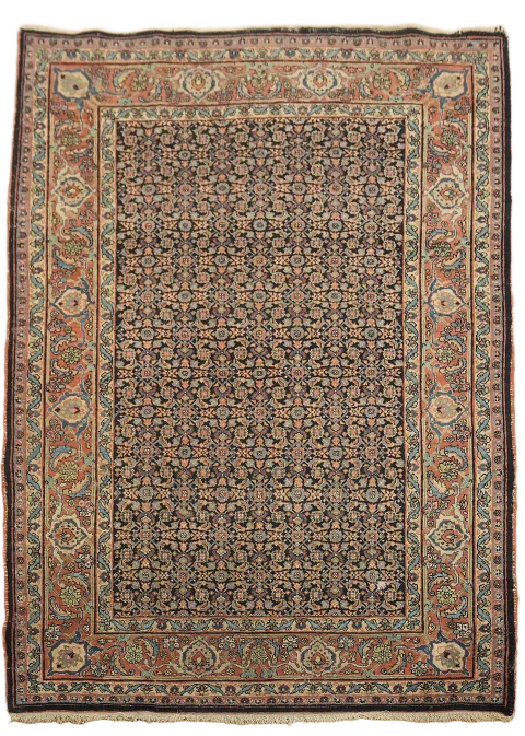 Blue Antique Sultanabad Persian Wool Rug 5x7