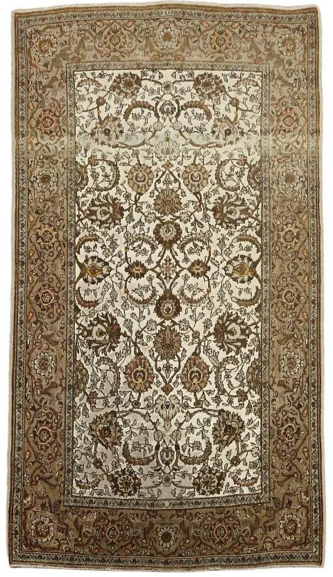Silk & Wool Vintage Antique Tabriz Persian Rug 4x7