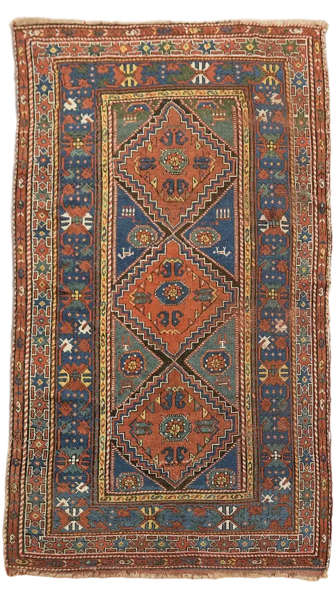 Pre-1900 Antique Qashqai Persian Wool Rug 4x8